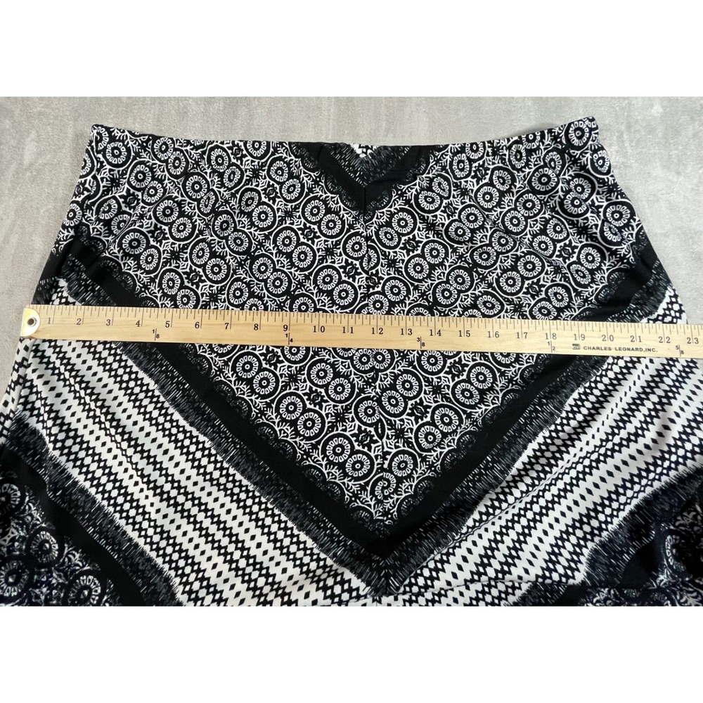 NY Collection Skirt Women PXL Black White Handkerchief Hem Paisley Boho - Picture 4 of 9